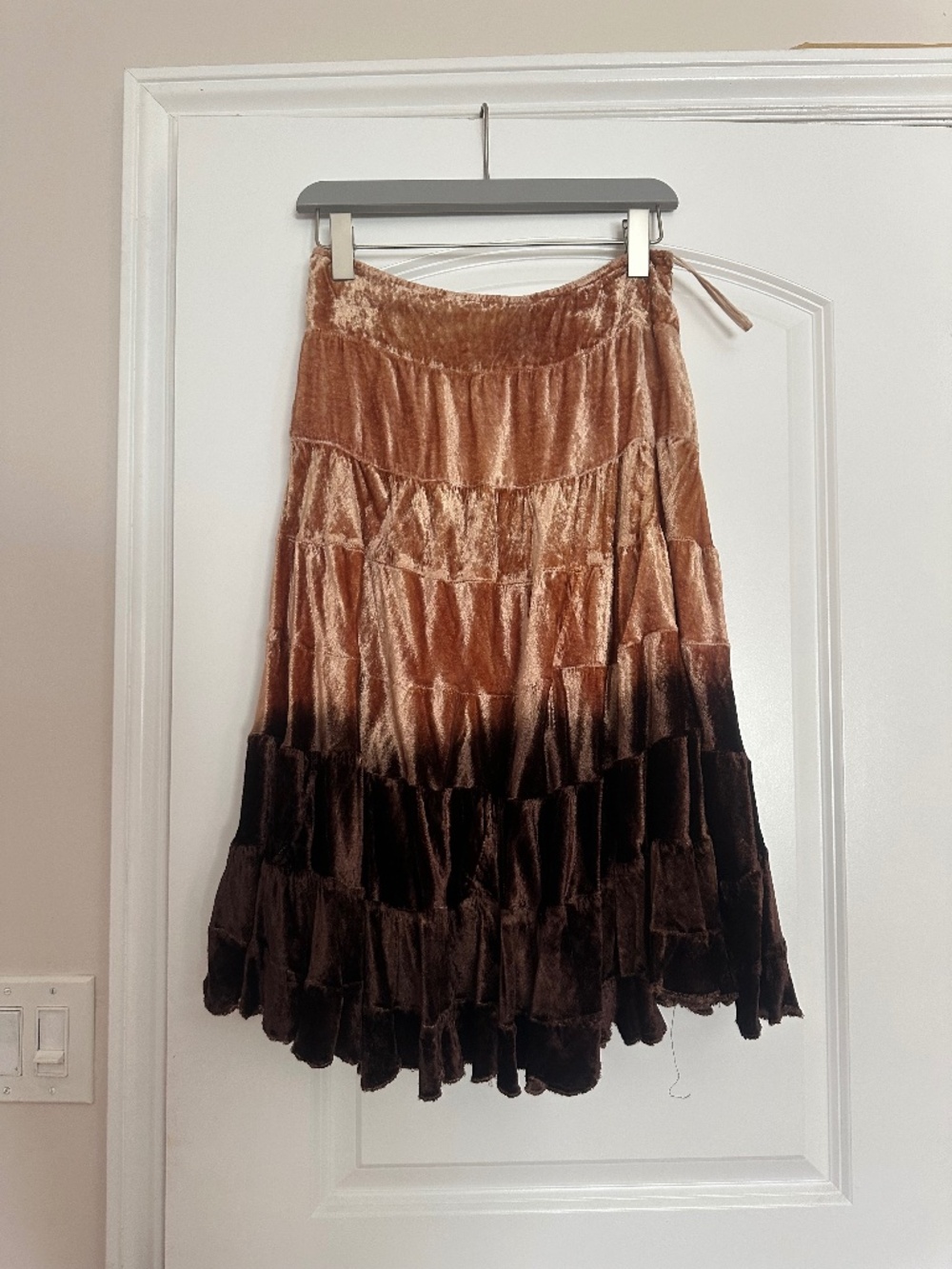 Marciano brown velvet midi skirt with tie-dye effect size XS